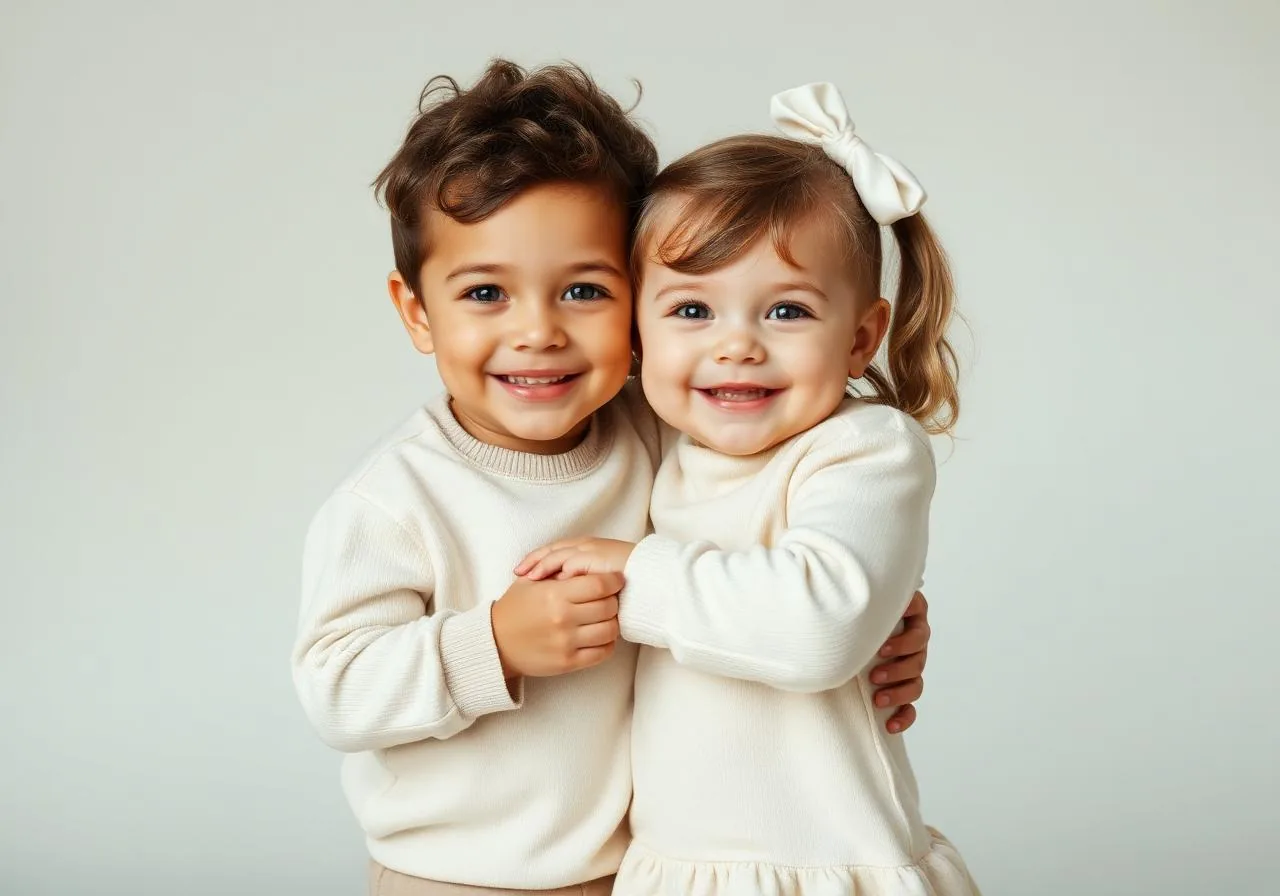 Soft neutral outfits for toddlers siblings